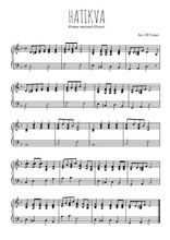 Téléchargez l'arrangement pour piano de la partition de Hatikva en PDF